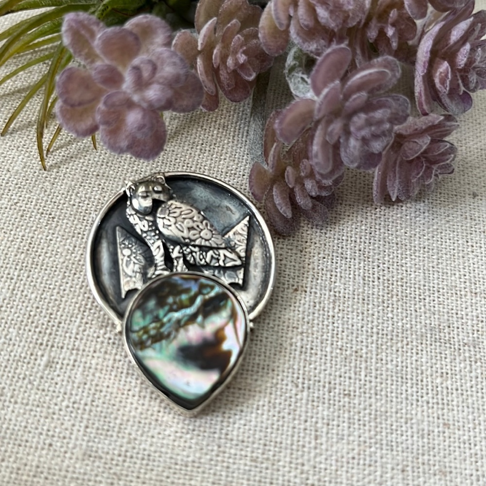 Owl in Abalone pendant